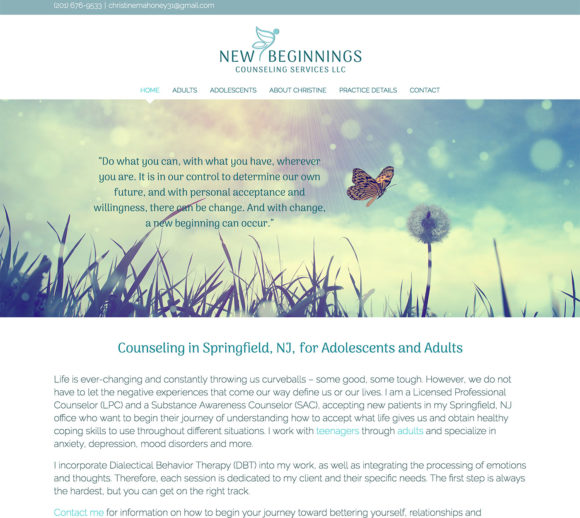 Therapist Website Design | New Beginnings Counseling