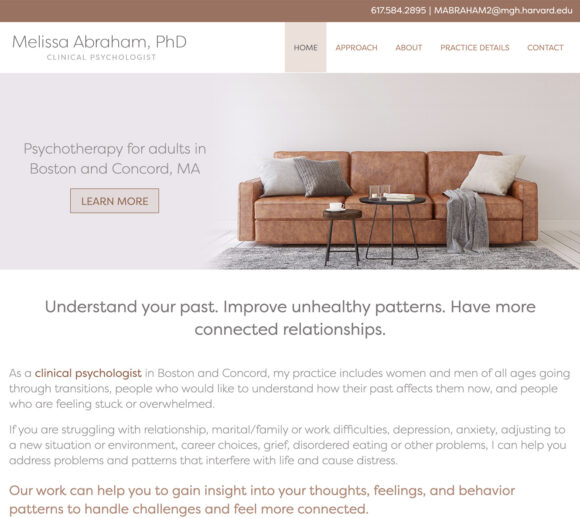 Therapist Website Design | Melissa Abraham, PhD