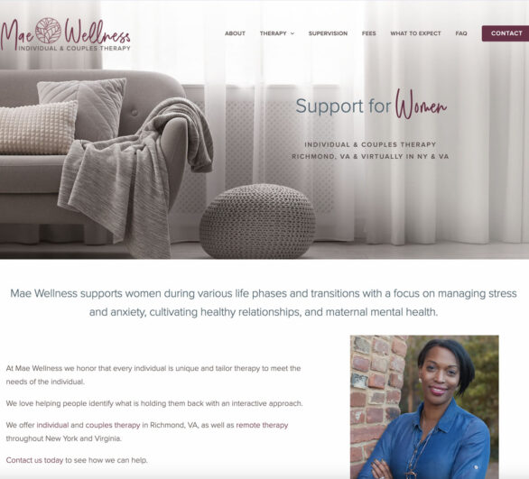 Therapist Website Design - Mae Wellness