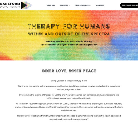 Therapist Website Design - Transform Psychotherapy