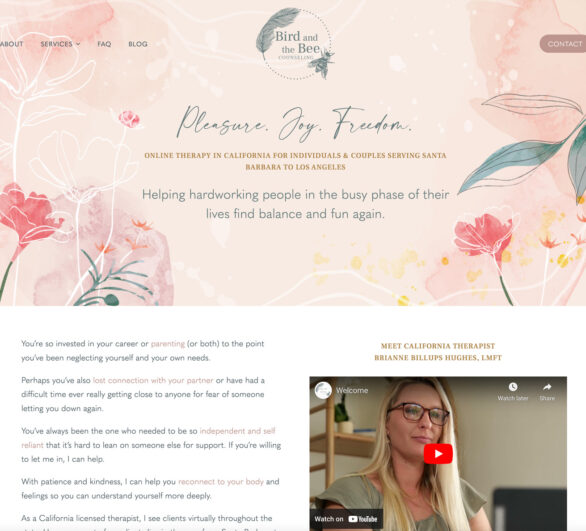 Therapist Website Design - Bird and the Bee Counseling