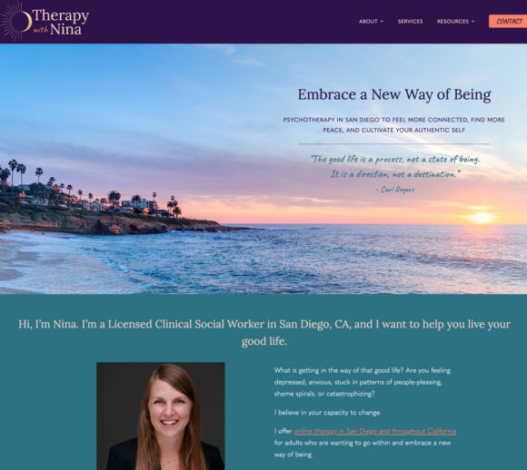 Therapist Website Design - Therapy with Nina