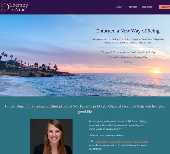 Therapist Website Design - Therapy with Nina