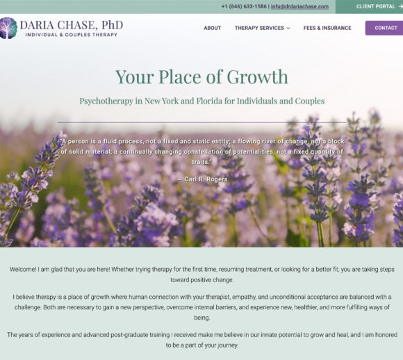 Therapist Website Design - Dr. Daria Chase