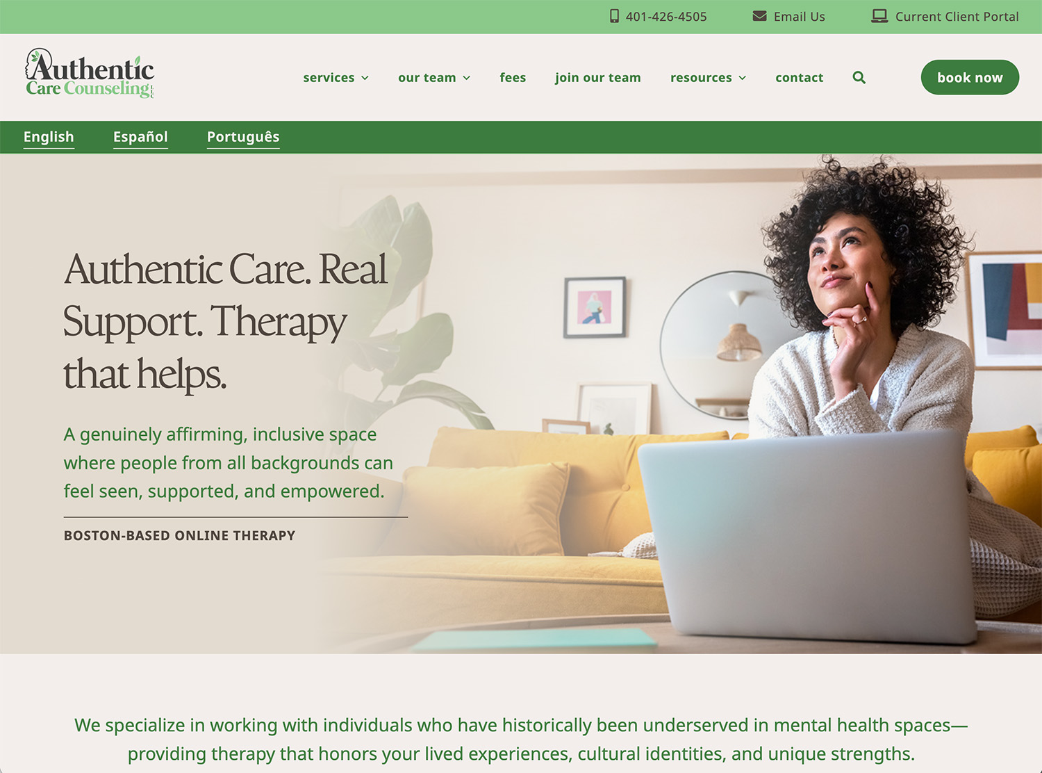 Authentic Care Counseling website design