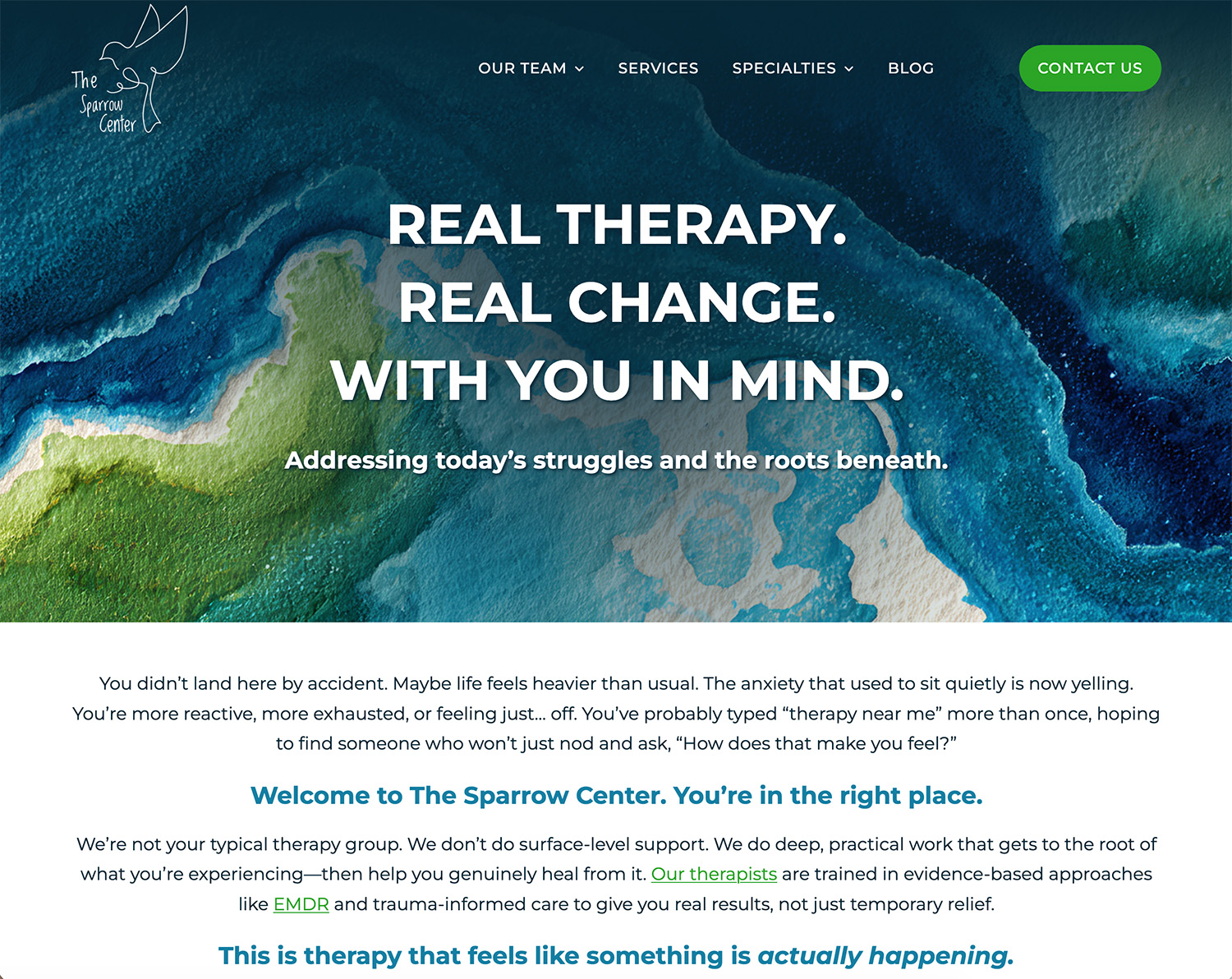 The Sparrow Center Website Design